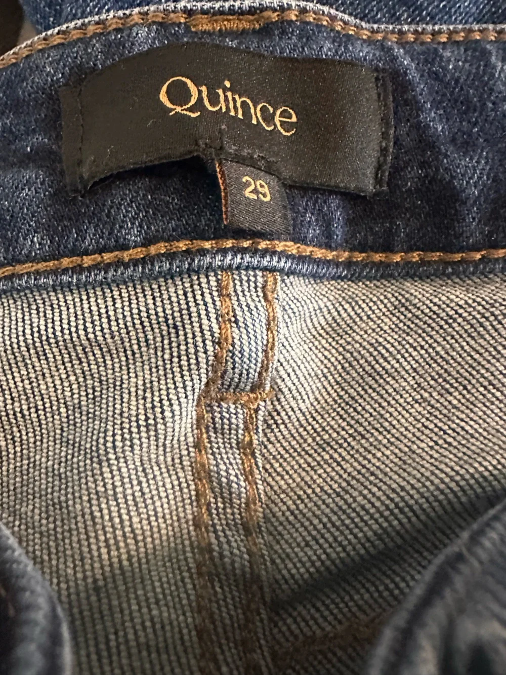Quince Bella Stretch Straight Ankle Jeans Dark Blue Wash Denim Size 29